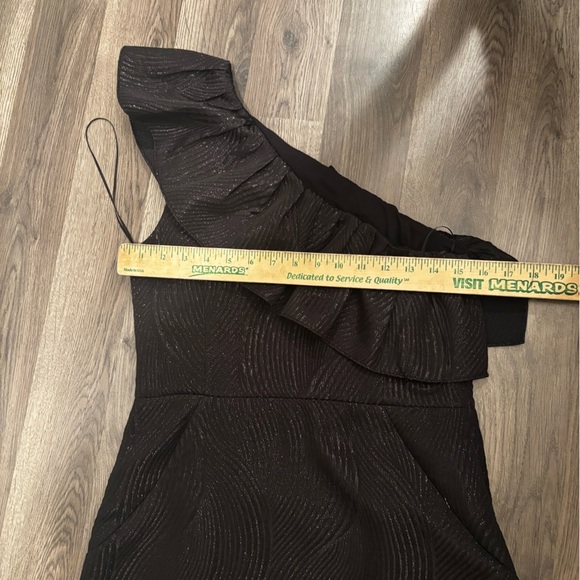 Halston Heritage Elegant Black One-Shoulder Dress size 8 party cocktail holiday - Picture 3 of 10